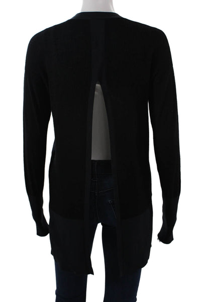 DKNY Unisex Cardigan Black Merino Wool V Neck Button Long Sleeve Size S