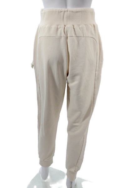 Adam Selman Unisex Full-zip Hoodie Beige Drawstring Cotton Polyester Size L