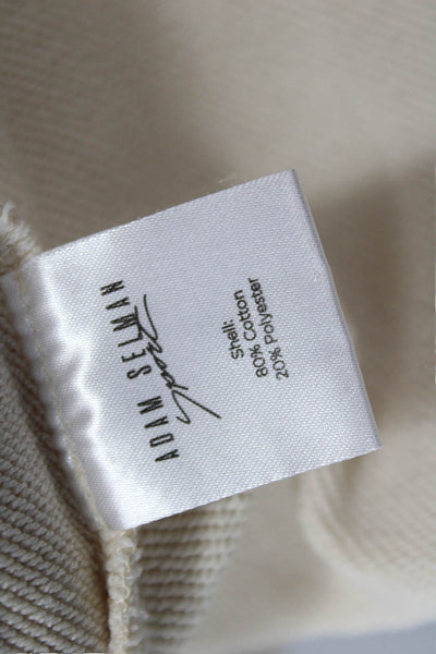 Adam Selman Unisex Full-zip Hoodie Beige Drawstring Cotton Polyester Size L
