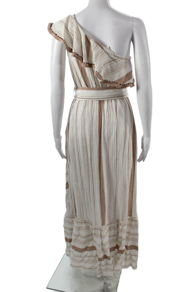 Red Carter Women Maxi Sundress Beige Striped Cotton Buckle Midi Size XS