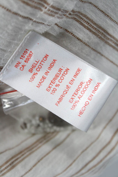 Red Carter Women Maxi Sundress Beige Striped Cotton Buckle Midi Size XS