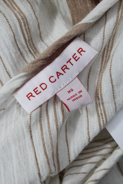 Red Carter Women Maxi Sundress Beige Striped Cotton Buckle Midi Size XS