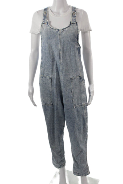 Zara Women Overall Light Blue Cotton Round Neck Sleeveless Size XS