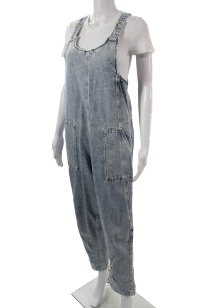 Zara Women Overall Light Blue Cotton Round Neck Sleeveless Size XS