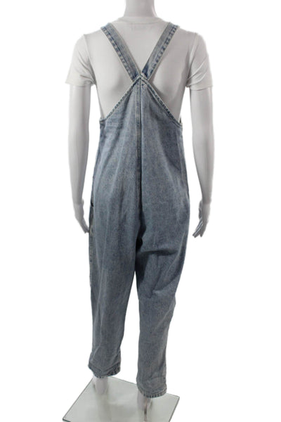 Zara Women Overall Light Blue Cotton Round Neck Sleeveless Size XS