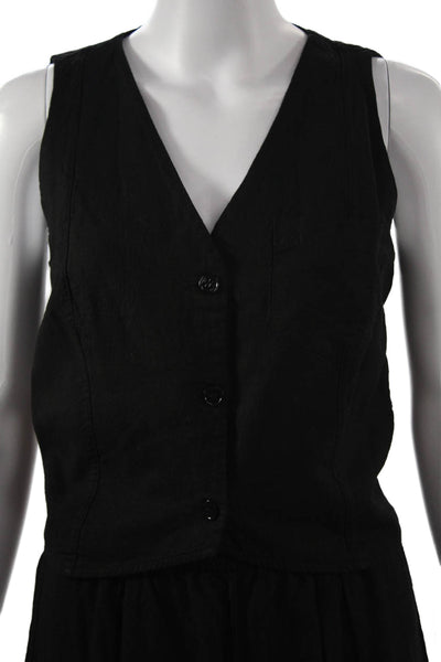Stateside Women Jumpsuit Sleeveless V Neck Black Linen Rayon Size XS