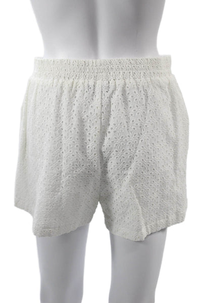Muze Unisex White Floral Cotton Beach Shorts Size M