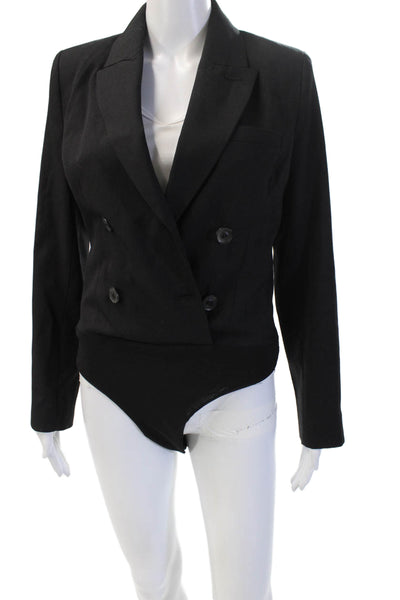 Zara Unisex Black Polyester Collared Long Sleeve Blazer Size M
