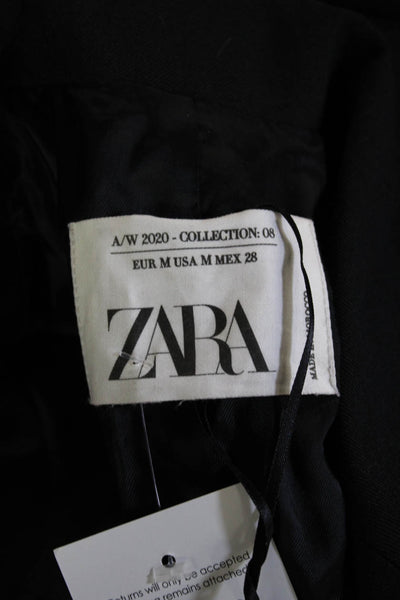 Zara Unisex Black Polyester Collared Long Sleeve Blazer Size M