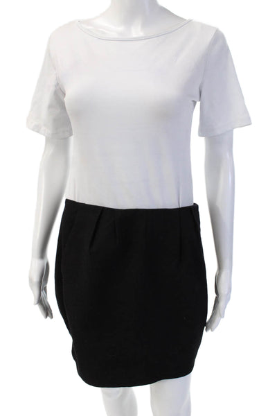 Helmut Lang Womens Sheath Mini Skirt Black Cotton Stretch Size 6