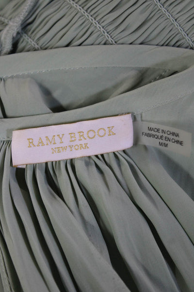 Ramy Brook Women Shift Tank Dress Green High Neck Above Knee Button Size M