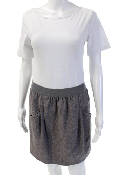 Brunello Cucinelli Womens A-Line Mini Skirt Gray Cotton Size 6