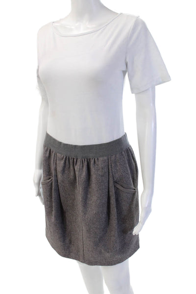 Brunello Cucinelli Womens A-Line Mini Skirt Gray Cotton Size 6