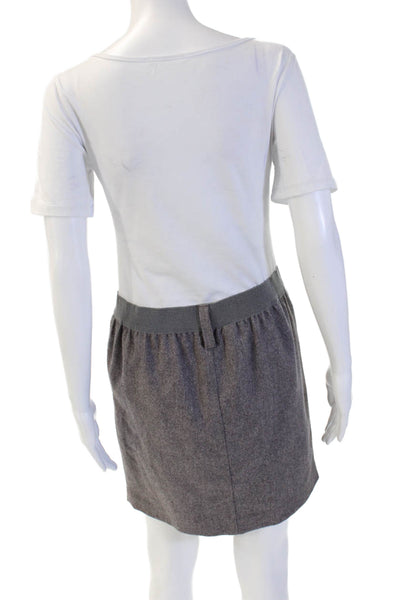 Brunello Cucinelli Womens A-Line Mini Skirt Gray Cotton Size 6