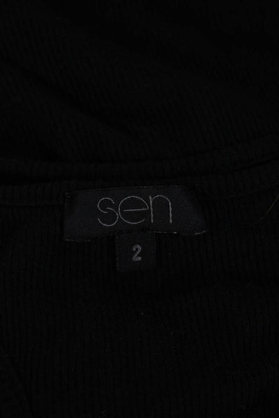 Sen Womens Black Sleeveless Basic Tunic Round Neck Polyester Size 2