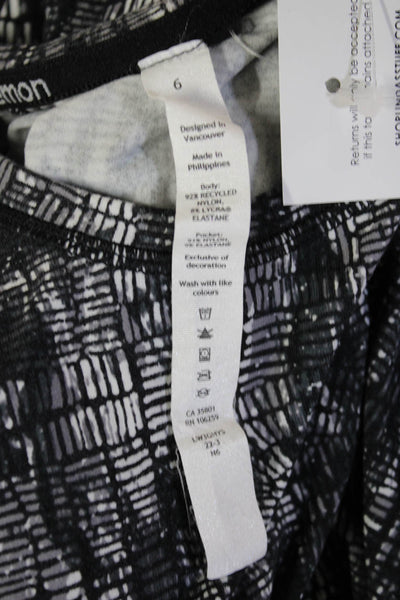 Lululemon Womens Black Geometric Long Sleeve Crewneck Top Nylon Size 6