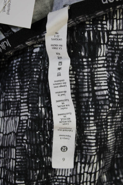 Lululemon Womens Black Geometric Long Sleeve Crewneck Top Nylon Size 6