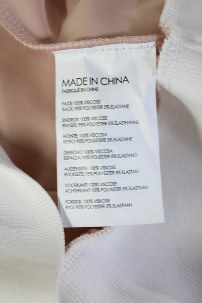Club Monaco Women Henley Sweatshirt Beige Zip Crew Neck Long Sleeve Size S