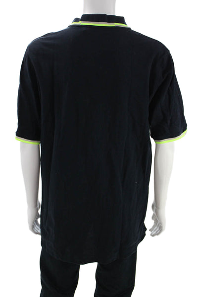 Psycho Bunny Mens Dark Blue Pima Cotton Collared Short Sleeve Polo Solid Size 8