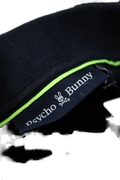 Psycho Bunny Mens Dark Blue Pima Cotton Collared Short Sleeve Polo Solid Size 8