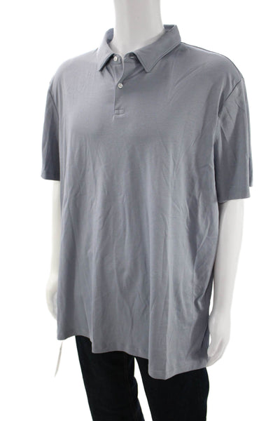 Charles Tyrwhitt Mens Button-Down Polo Gray Short Sleeve Cotton Size 2XL