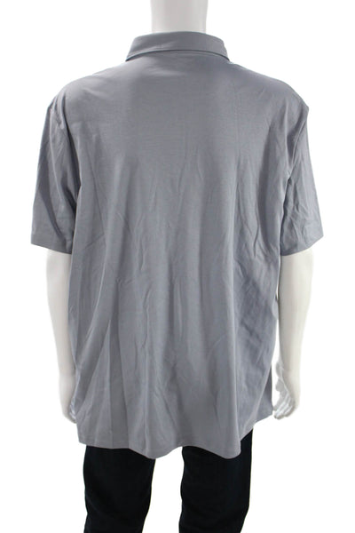 Charles Tyrwhitt Mens Button-Down Polo Gray Short Sleeve Cotton Size 2XL