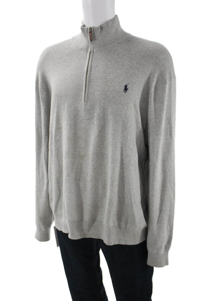 Polo Ralph Lauren Mens Gray Pima Cotton Zip Mock Neck Pullover Size 2XL