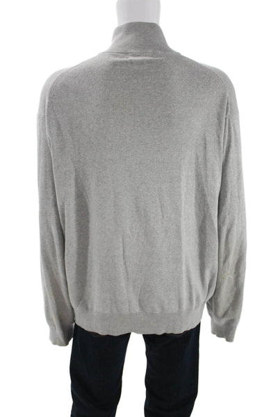 Polo Ralph Lauren Mens Gray Pima Cotton Zip Mock Neck Pullover Size 2XL
