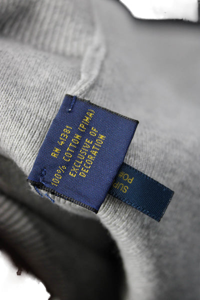 Polo Ralph Lauren Mens Gray Pima Cotton Zip Mock Neck Pullover Size 2XL