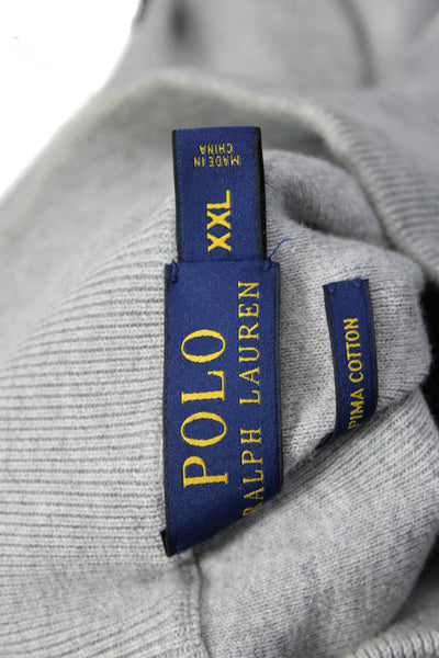 Polo Ralph Lauren Mens Gray Pima Cotton Zip Mock Neck Pullover Size 2XL