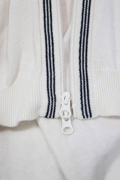 Paul Fredrick Mens White Cotton Mock Neck Full Zip Sweater Long Sleeve Size 2XL