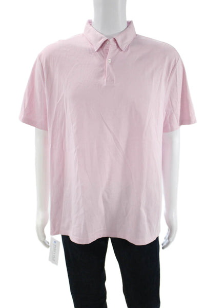 Charles Tyrwhitt Mens Button-Down Polo Short Sleeve Pink Cotton Shirt Size XL