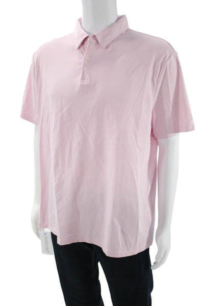 Charles Tyrwhitt Mens Button-Down Polo Short Sleeve Pink Cotton Shirt Size XL