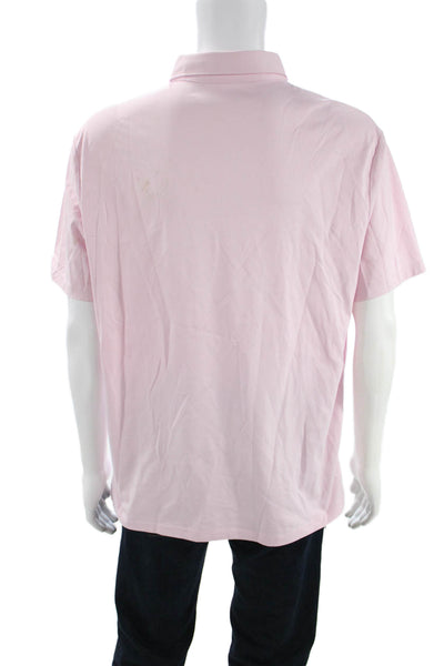 Charles Tyrwhitt Mens Button-Down Polo Short Sleeve Pink Cotton Shirt Size XL