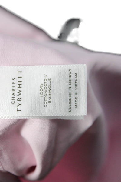Charles Tyrwhitt Mens Button-Down Polo Short Sleeve Pink Cotton Shirt Size XL