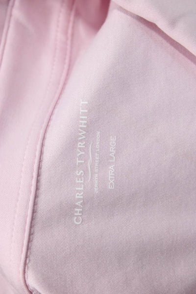 Charles Tyrwhitt Mens Button-Down Polo Short Sleeve Pink Cotton Shirt Size XL