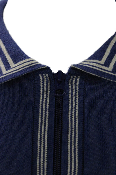 Paul Fredrick Mens Striped Cotton Collared Full Zip Cardigan Size 2XL