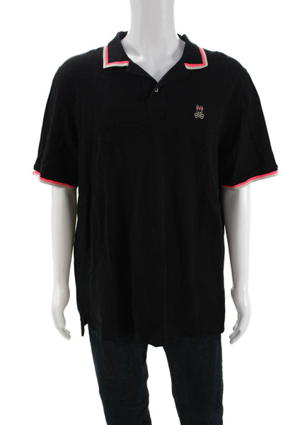 Psycho Bunny Mens Polo Black Pima Cotton Short Sleeve Big & Tall Size 8