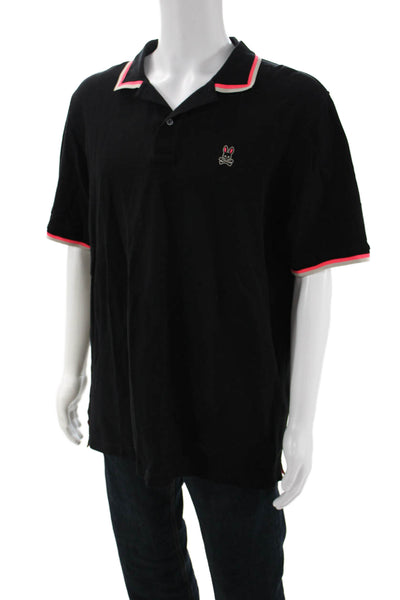 Psycho Bunny Mens Polo Black Pima Cotton Short Sleeve Big & Tall Size 8