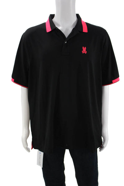 Psycho Bunny Mens Black Collared Short Sleeve Polo Big & Tall Size 8