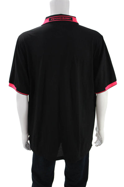 Psycho Bunny Mens Black Collared Short Sleeve Polo Big & Tall Size 8