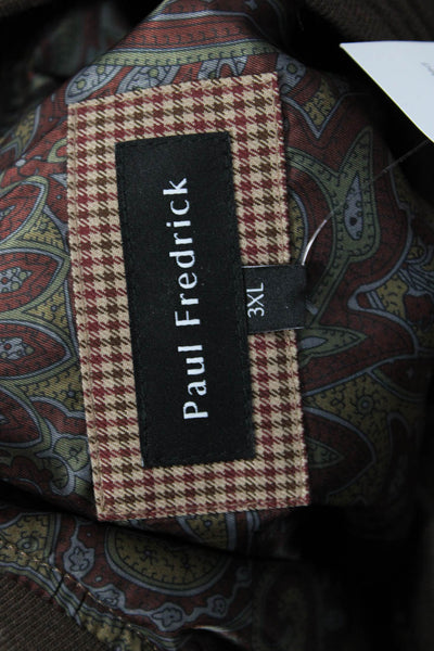 Paul Fredrick Mens Bomber Jacket Brown Check 75% Polyester 25% Rayon Size 3XL