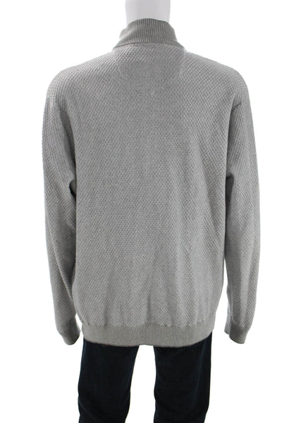 Robert Graham Mens Full Zip Mock Neck Gray Sweater Designer Size 2XL