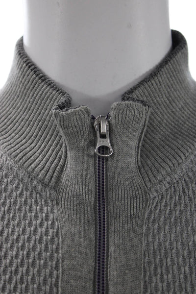 Robert Graham Mens Full Zip Mock Neck Gray Sweater Designer Size 2XL