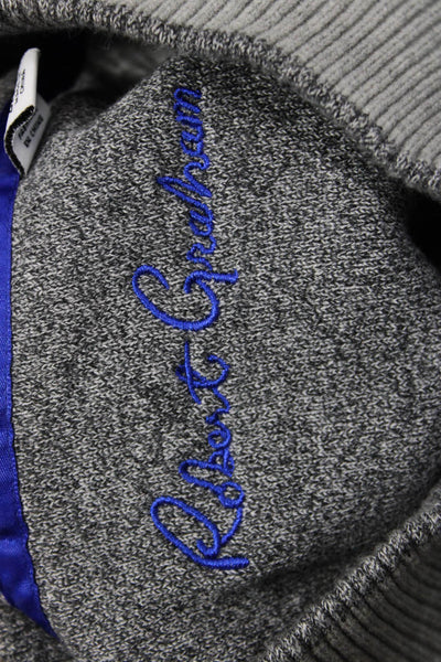 Robert Graham Mens Full Zip Mock Neck Gray Sweater Designer Size 2XL