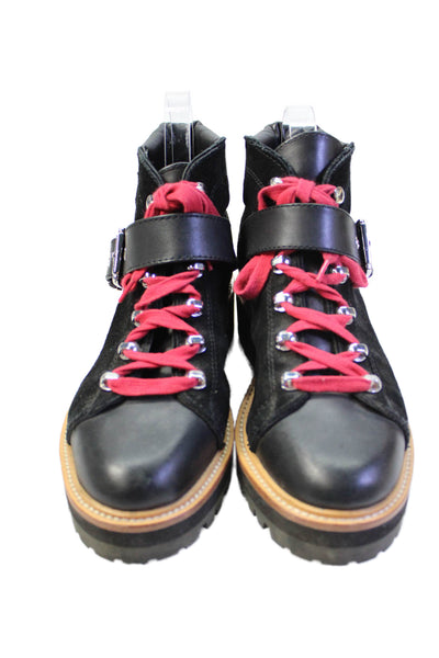 MARC FISHER LTD Womens Lace Up Block Heel Leather Suede Ankle Boots Black 7.5