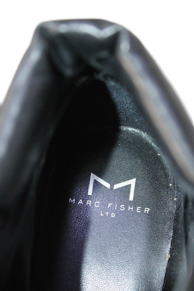 MARC FISHER LTD Womens Lace Up Block Heel Leather Suede Ankle Boots Black 7.5