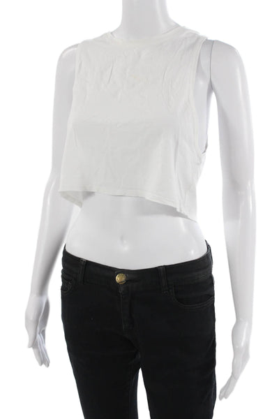 Lululemon Womens Cropped Tank White Crew Neck Sleeveless Size S