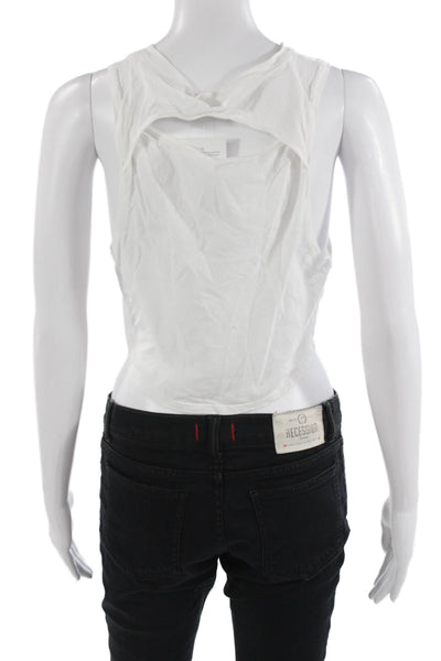 Lululemon Womens Cropped Tank White Crew Neck Sleeveless Size S