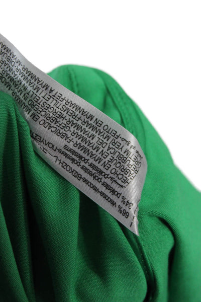 Zara Women Green Collared Long Sleeve Button-Up Top Size XS